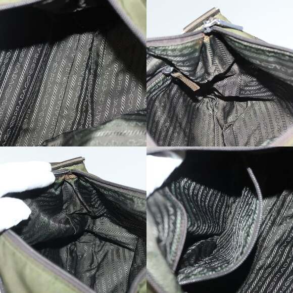 PRADA Shoulder Bag Nylon Khaki Silver - Picture 12 of 12